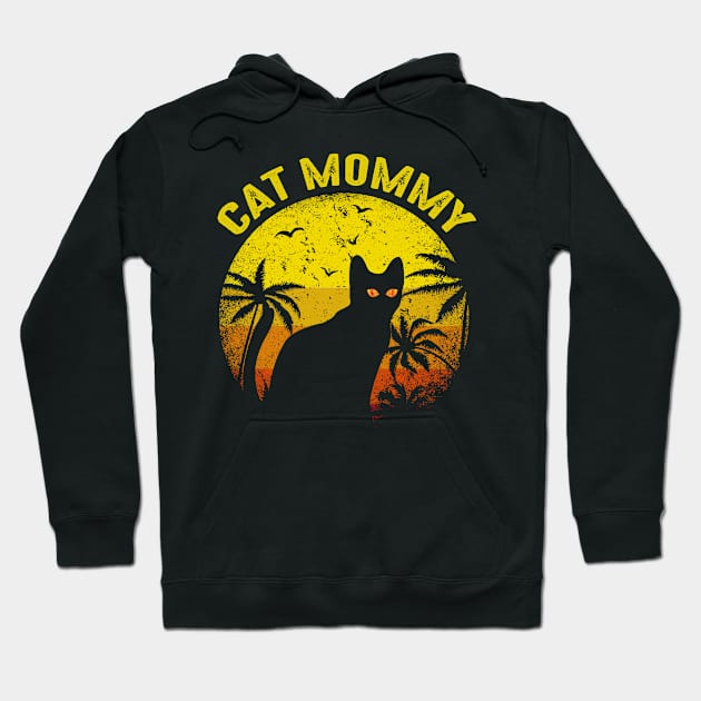 Cat Mommy Women Vintage Retro Black Cats Mom Mothers Day Hoodie by paola.illustrations